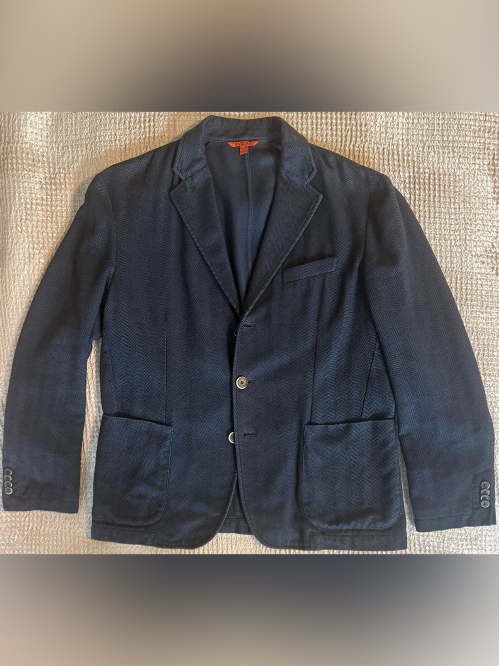 Barena Venezia Navy Herringbone Blazer 44R